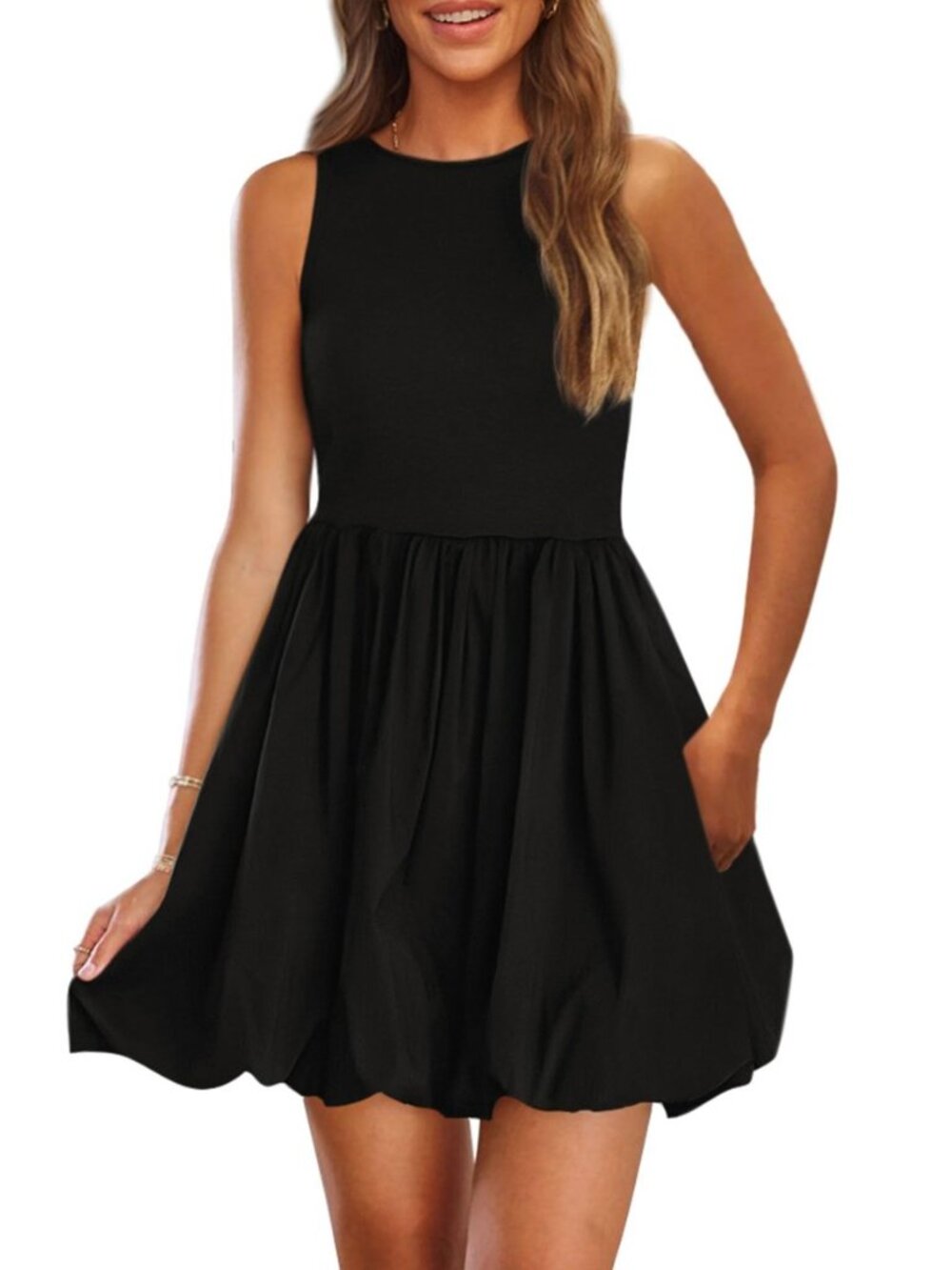 Womens Summer Bubble Sleeveless Mini Dress